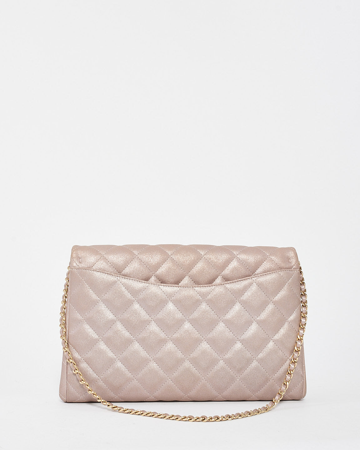 Chanel Pink Iridescent Metallic Calfskin Single Flap Shoulder Bag