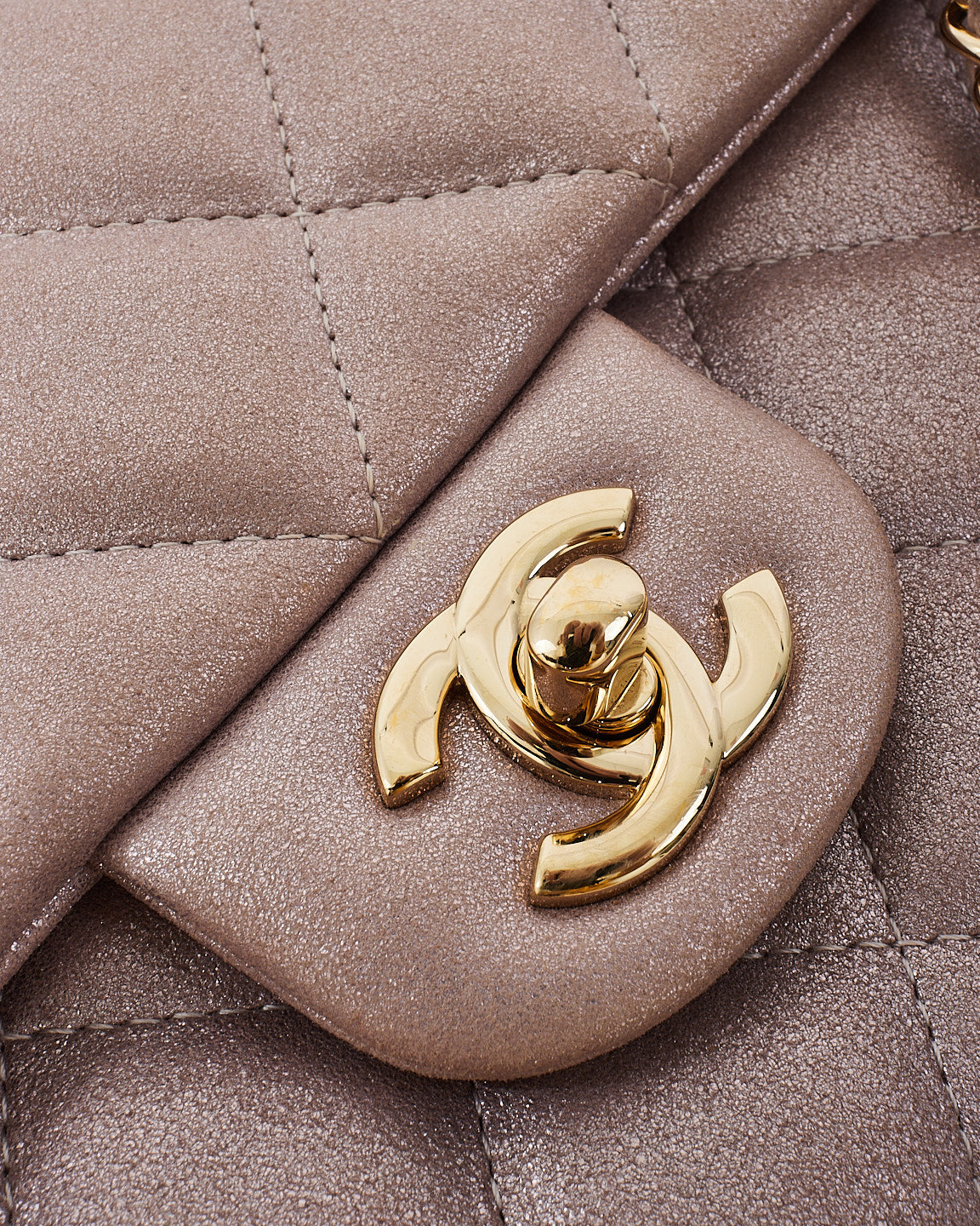Chanel Pink Iridescent Metallic Calfskin Single Flap Shoulder Bag