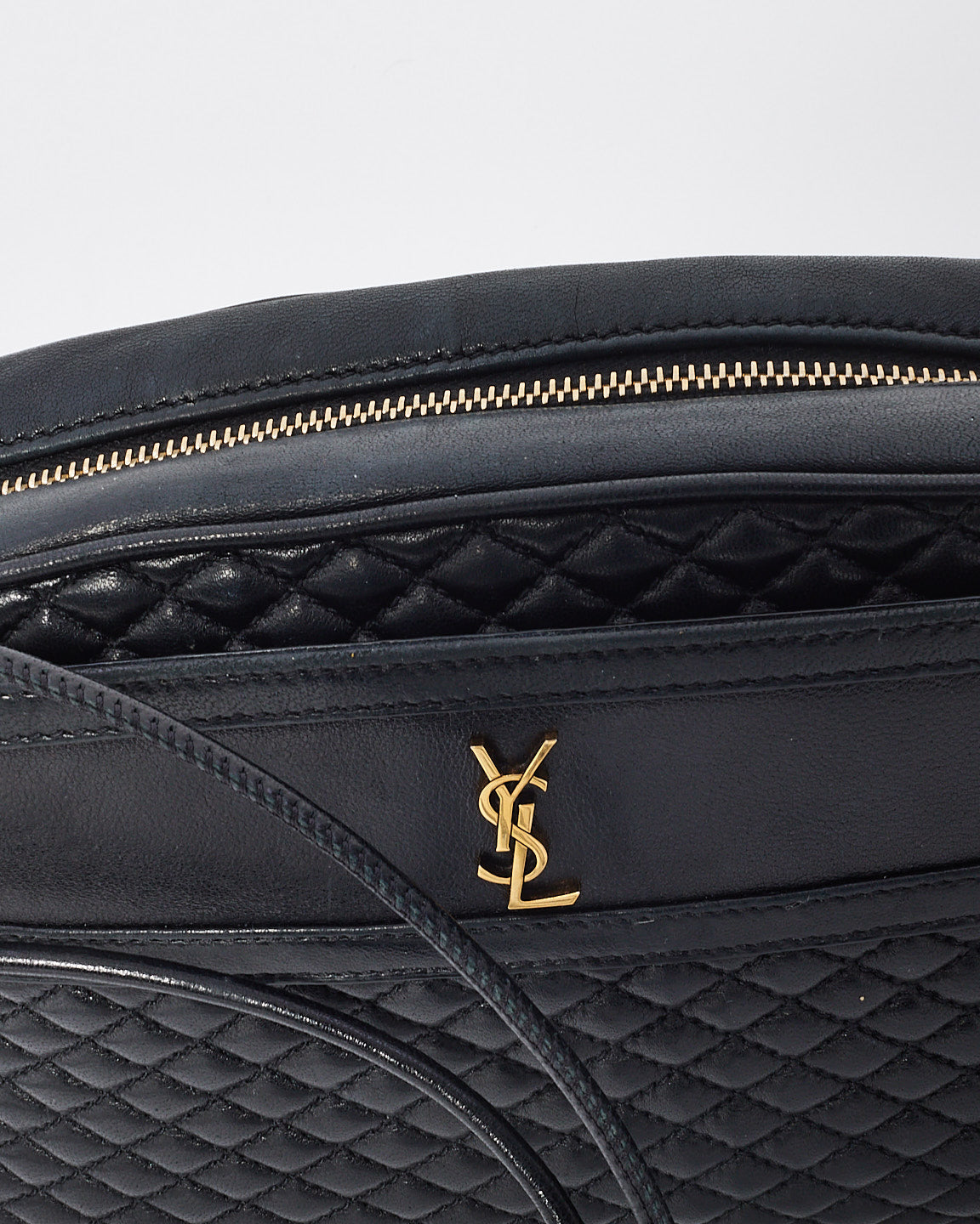 Sac appareil photo en cuir monogramme YSL Victoire en cuir noir Saint Laurent