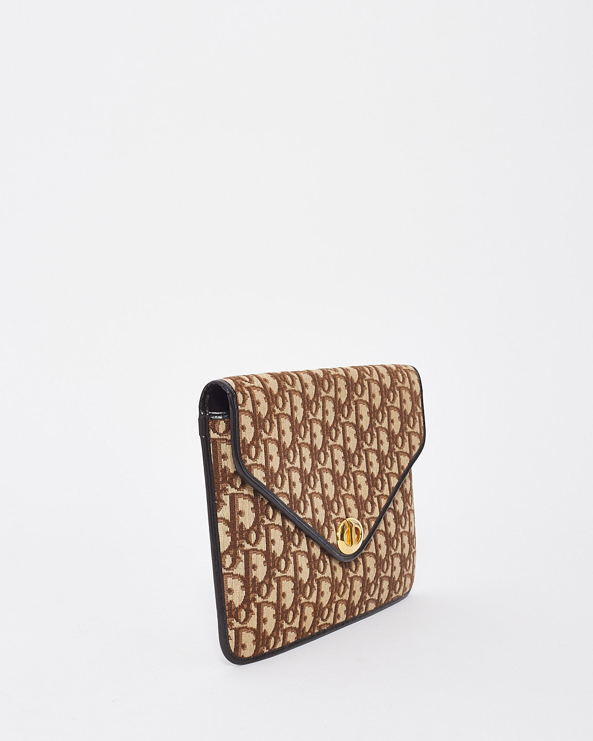 Dior Vintage Toile Marron Monogramme Oblique CD Logo Petite Pochette Enveloppe