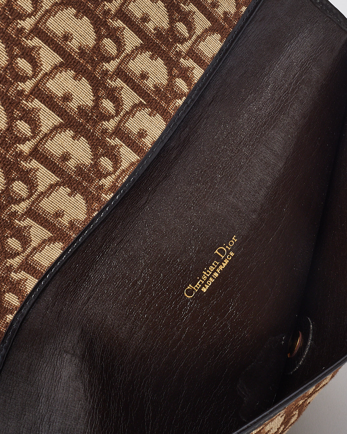 Dior Vintage Toile Marron Monogramme Oblique CD Logo Petite Pochette Enveloppe