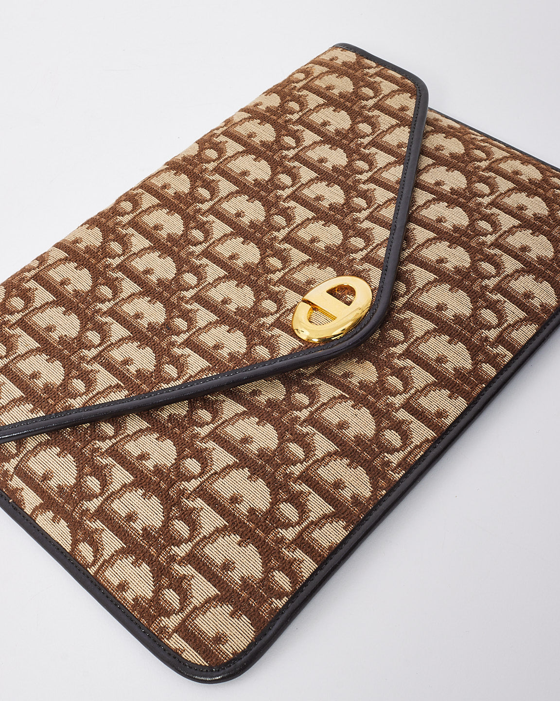 Dior Vintage Toile Marron Monogramme Oblique CD Logo Petite Pochette Enveloppe