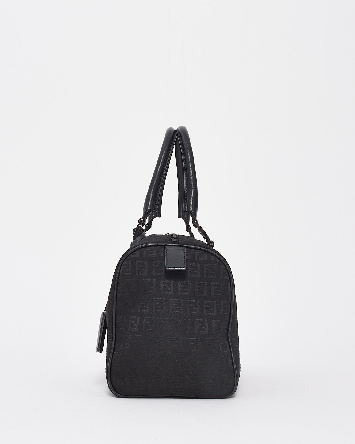 Fendi Black Zucchino Canvas Small Boston Bag
