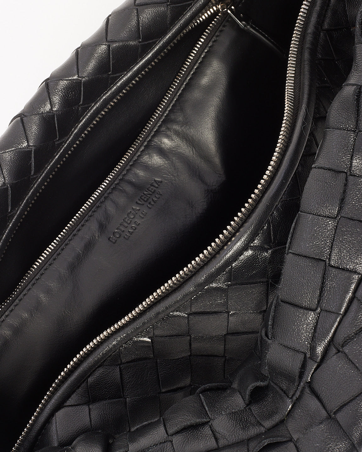 Bottega Veneta Black Intrecciato Leather Small Jodie Bag