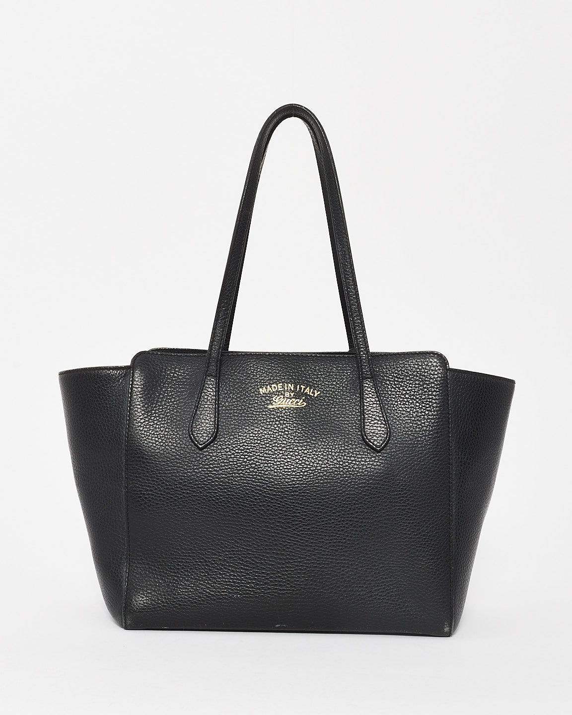 Gucci Black Pebbled Leather Small Swing Tote