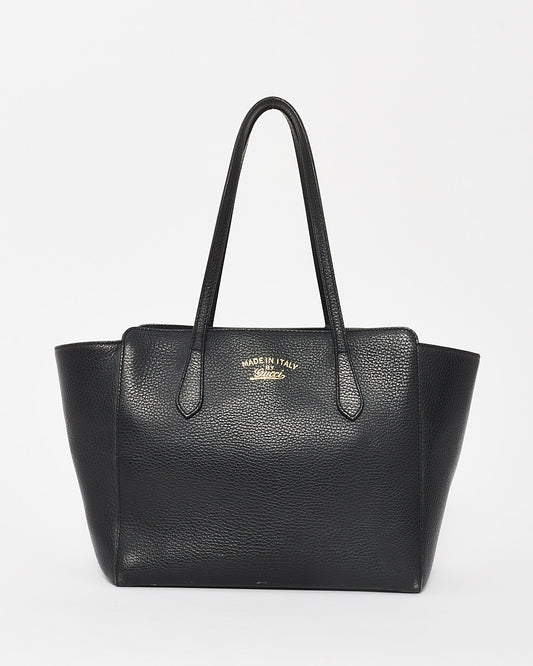 Gucci Black Pebbled Leather Small Swing Tote