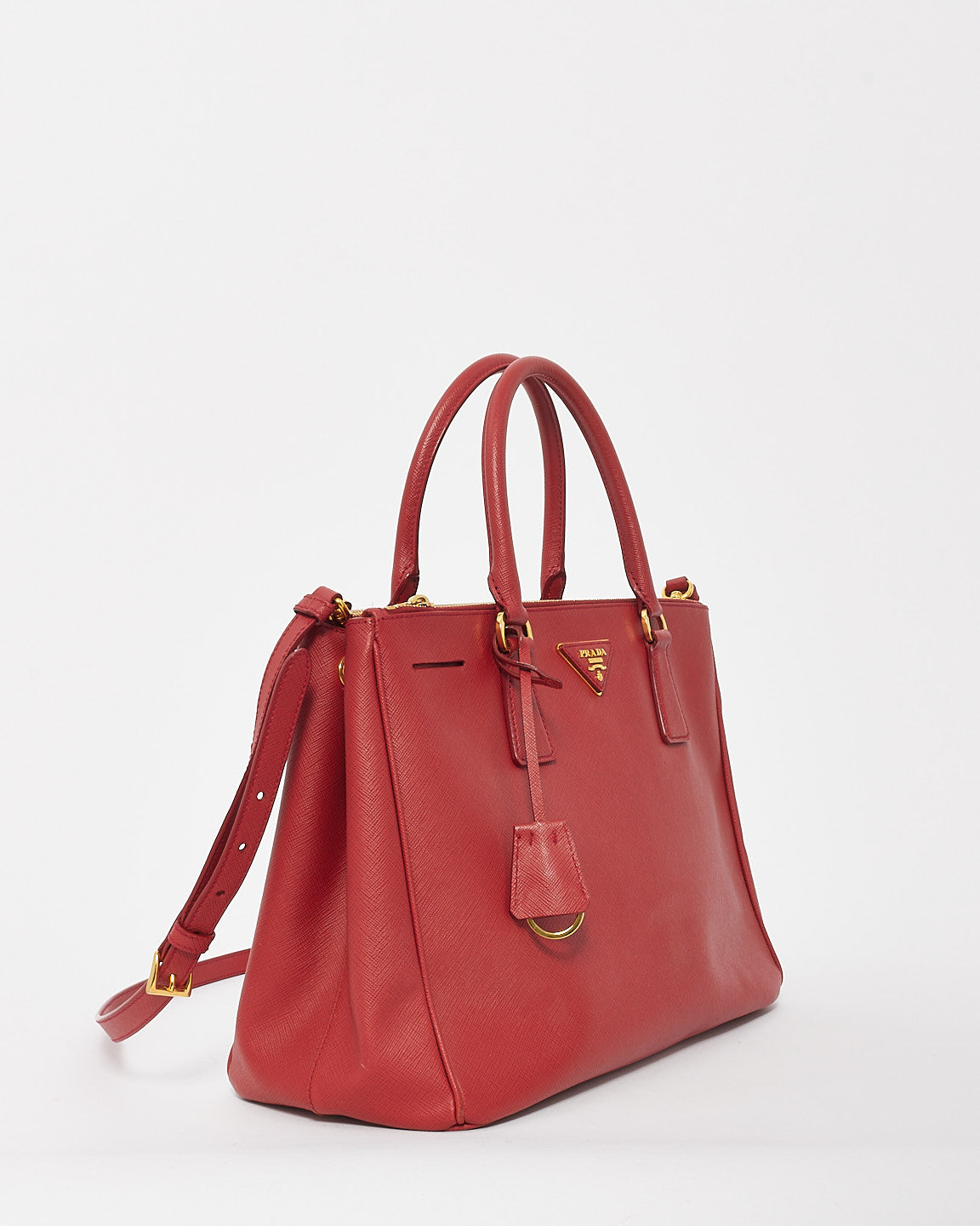 Prada Red Saffiano Leather Large Galleria Double Zip Tote Bag