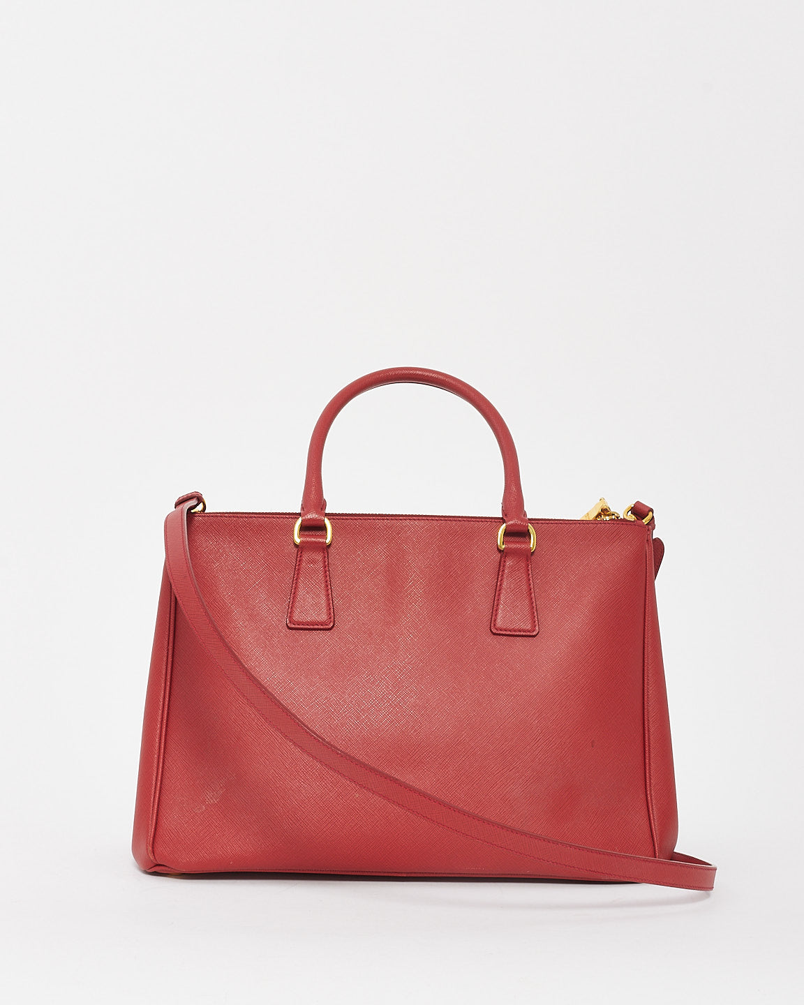 Prada Red Saffiano Leather Large Galleria Double Zip Tote Bag