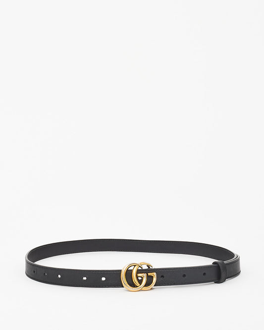 Gucci Black Leather GG Thin Marmont Belt - 85/34