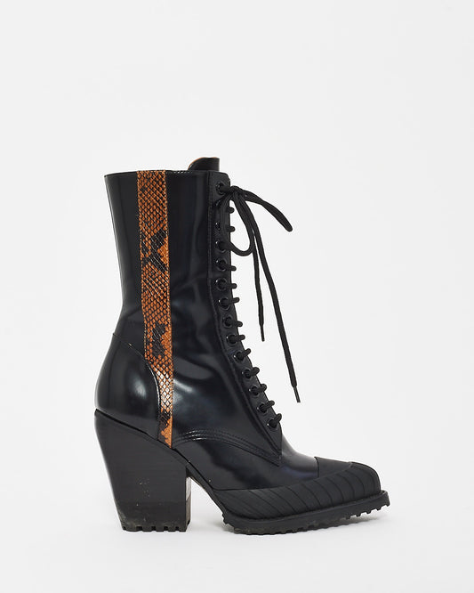 Chloé Black Glossed Leather Ryle Boots -38.5