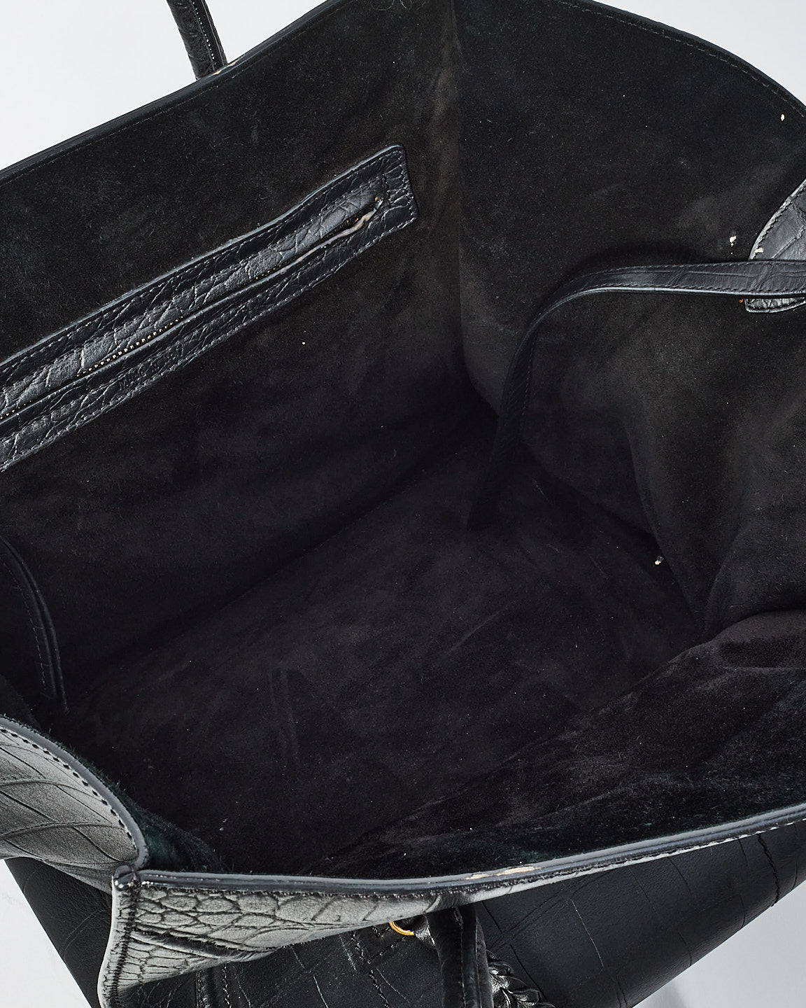 Celine Black Croc Embossed Leather Phantom Luggage Medium Tote Bag