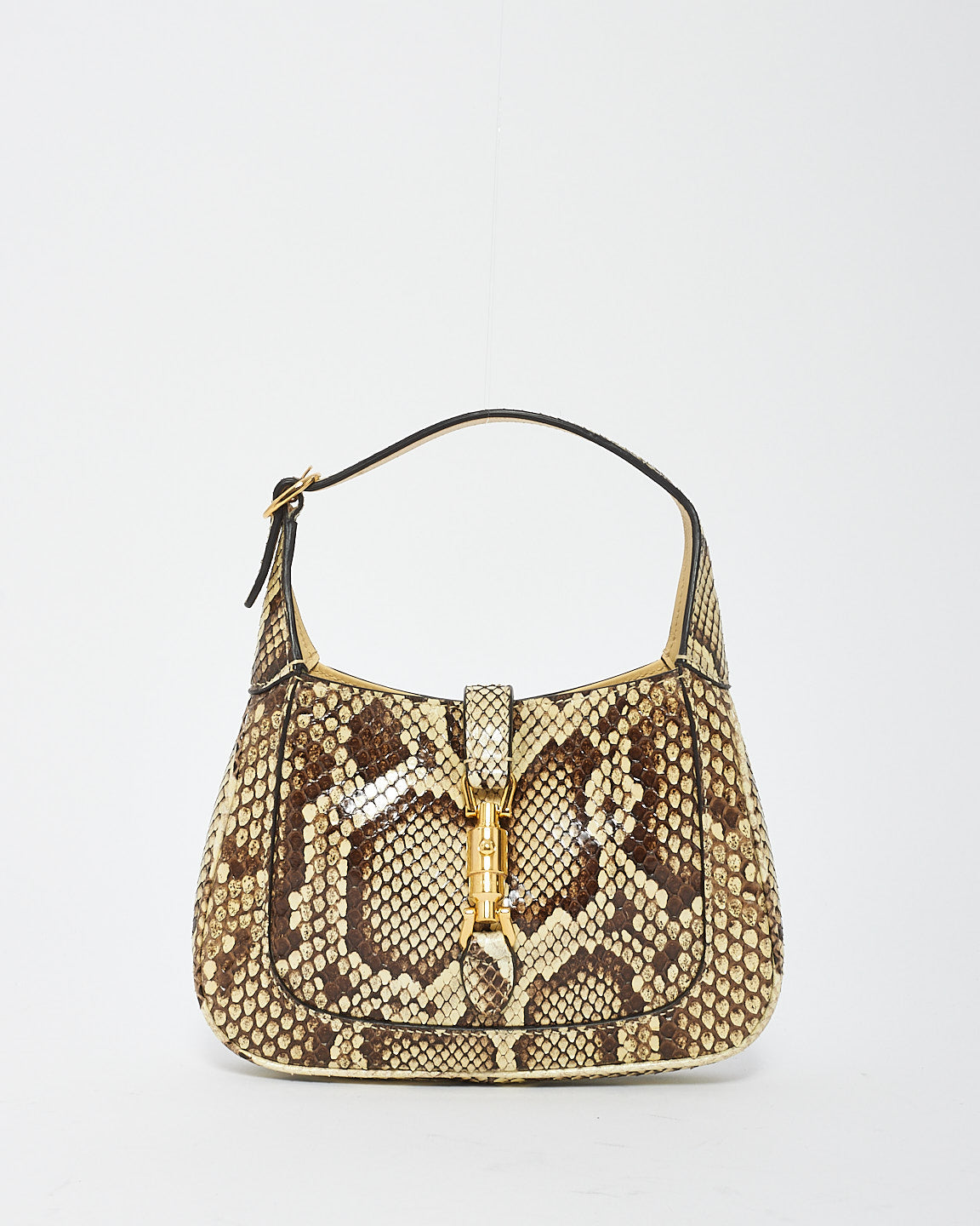 Gucci Beige/Brown Python Skin Leather Mini Jackie 1961 Bag
