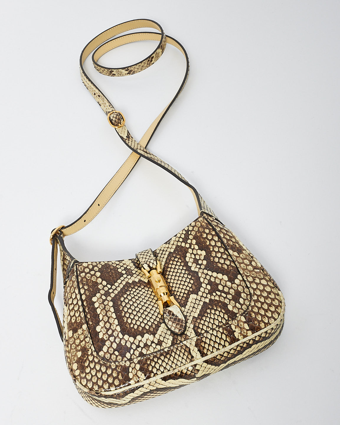 Gucci Beige/Brown Python Skin Leather Mini Jackie 1961 Bag