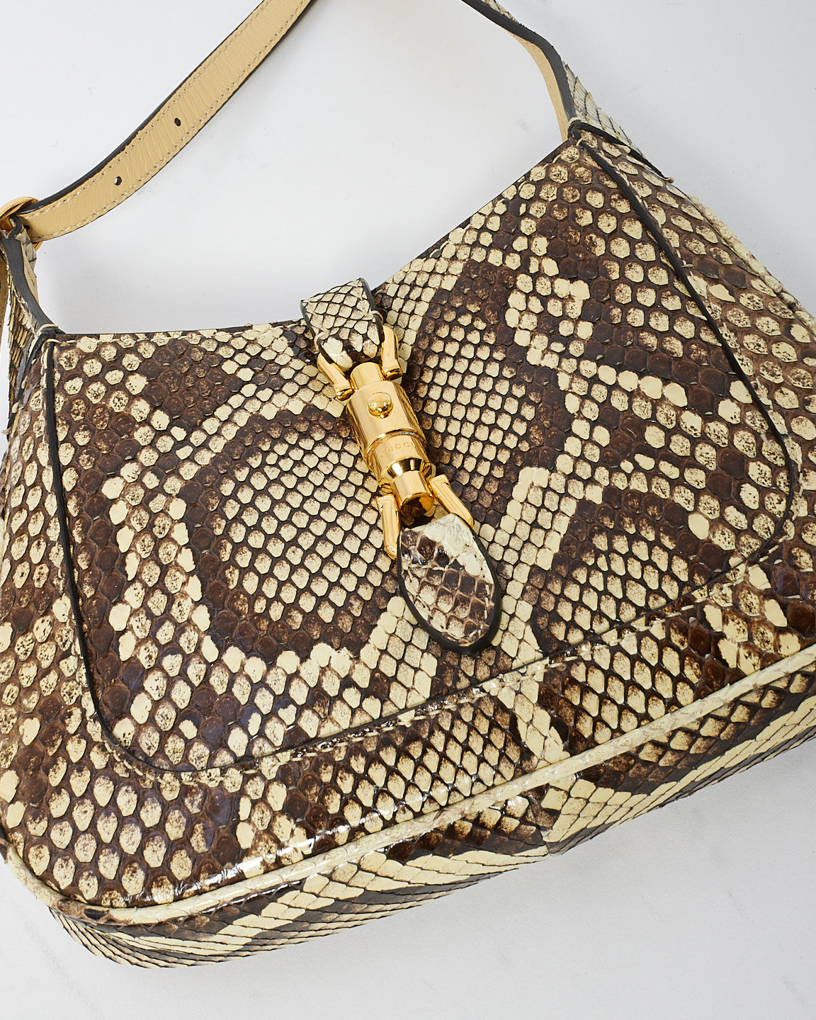 Gucci Beige/Brown Python Skin Leather Mini Jackie 1961 Bag