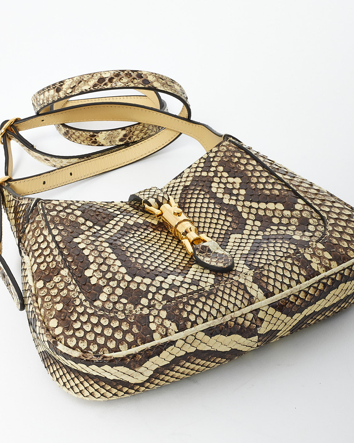 Gucci Beige/Brown Python Skin Leather Mini Jackie 1961 Bag