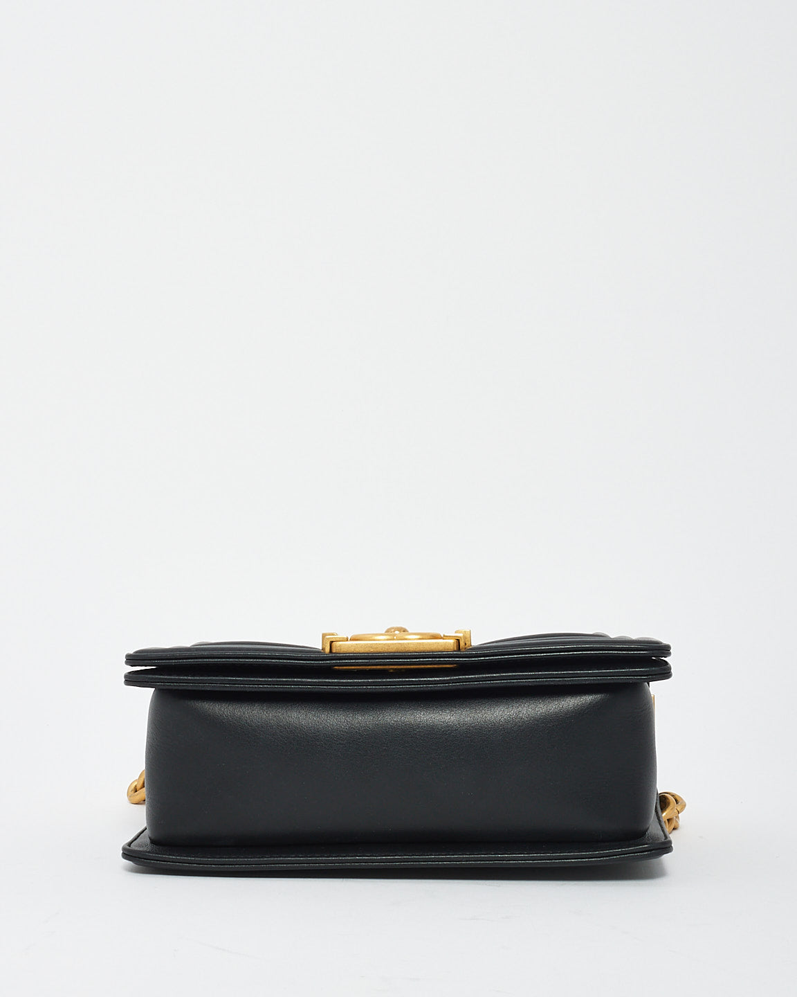 Sac petit garçon matelassé en cuir d'agneau noir Chanel GHW