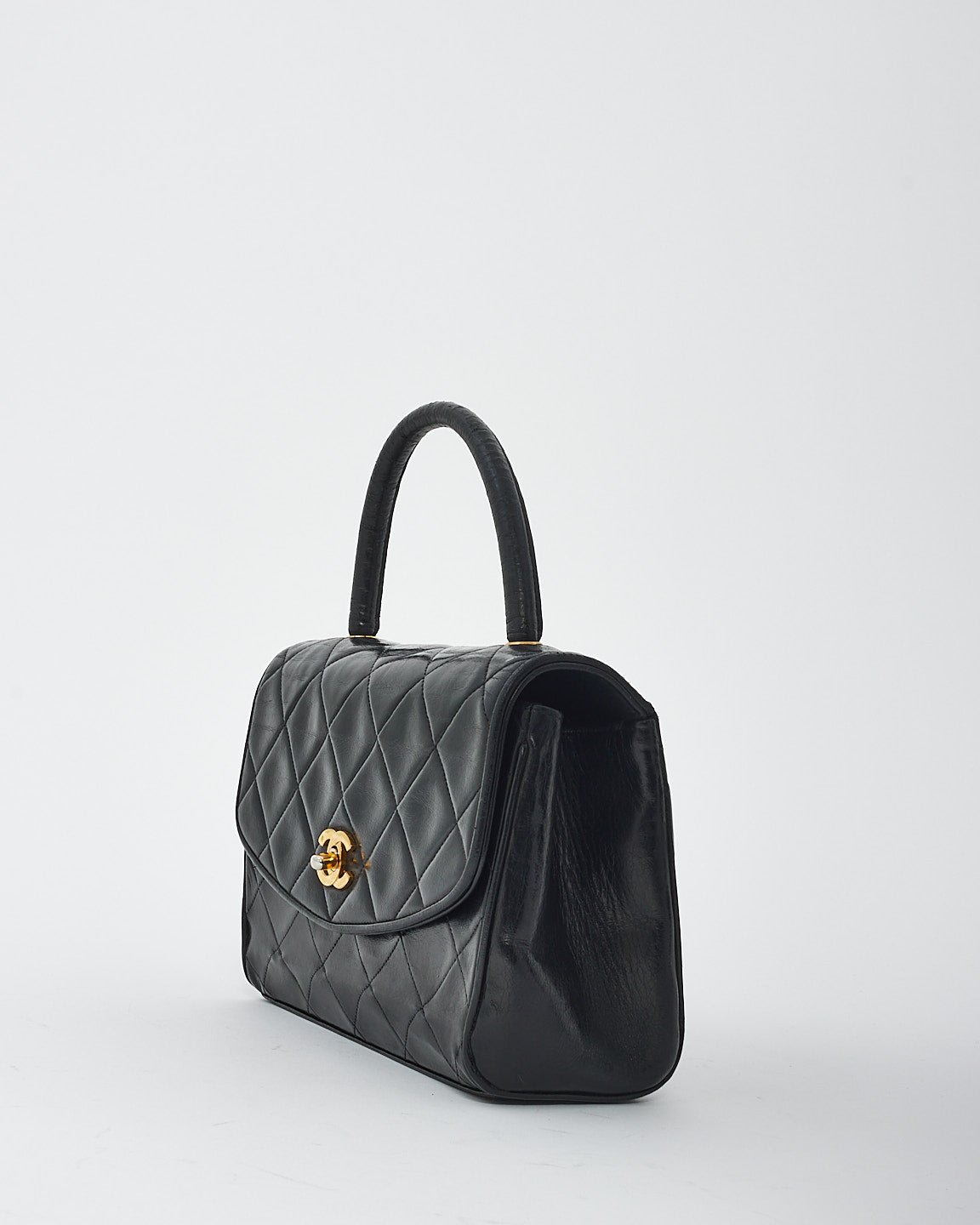 Chanel Vintage Black Lambskin Leather Kelly Bag