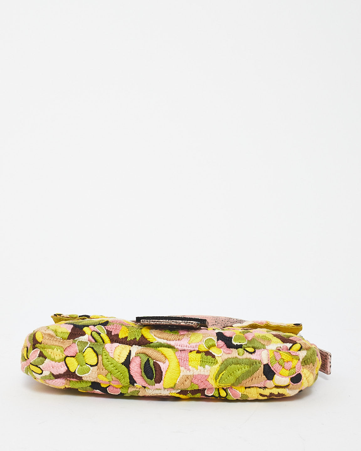 Fendi Multi Color Canvas Flower Graphic Print Vintage Baguette Shoulder Bag