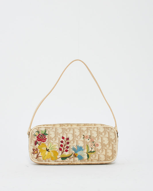 Dior Vintage Monogram Oblique Flowers Mini Pochette Shoulder Bag