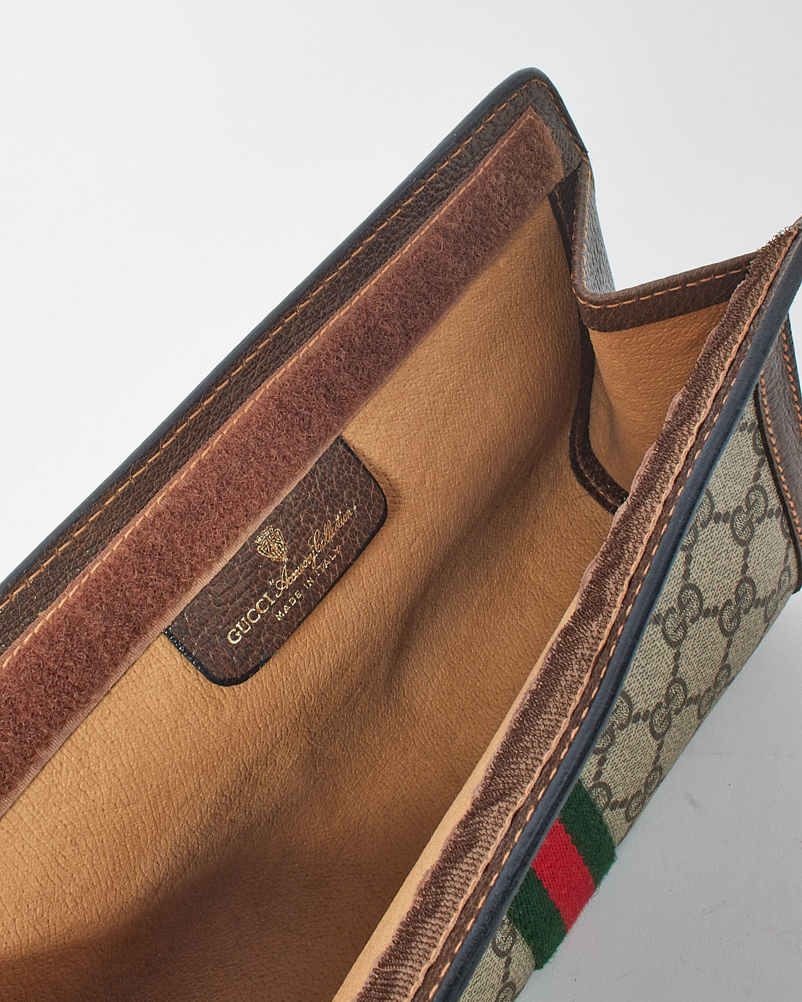 Gucci Vintage Brown Web Canvas Cosmetic Bag Clutch