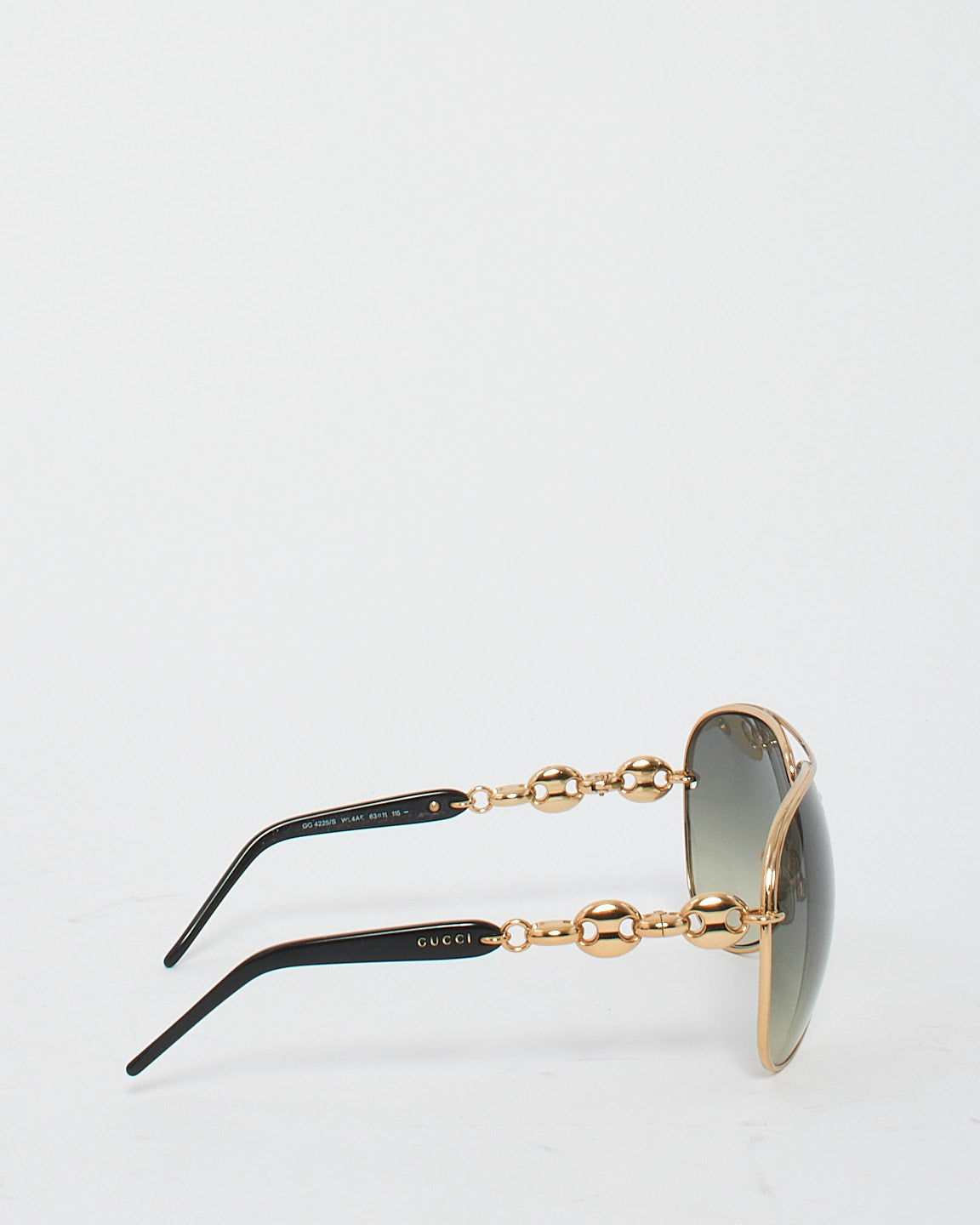 Gucci Dark Lens Gradient Aviator Gold Chain Detail Sunglasses