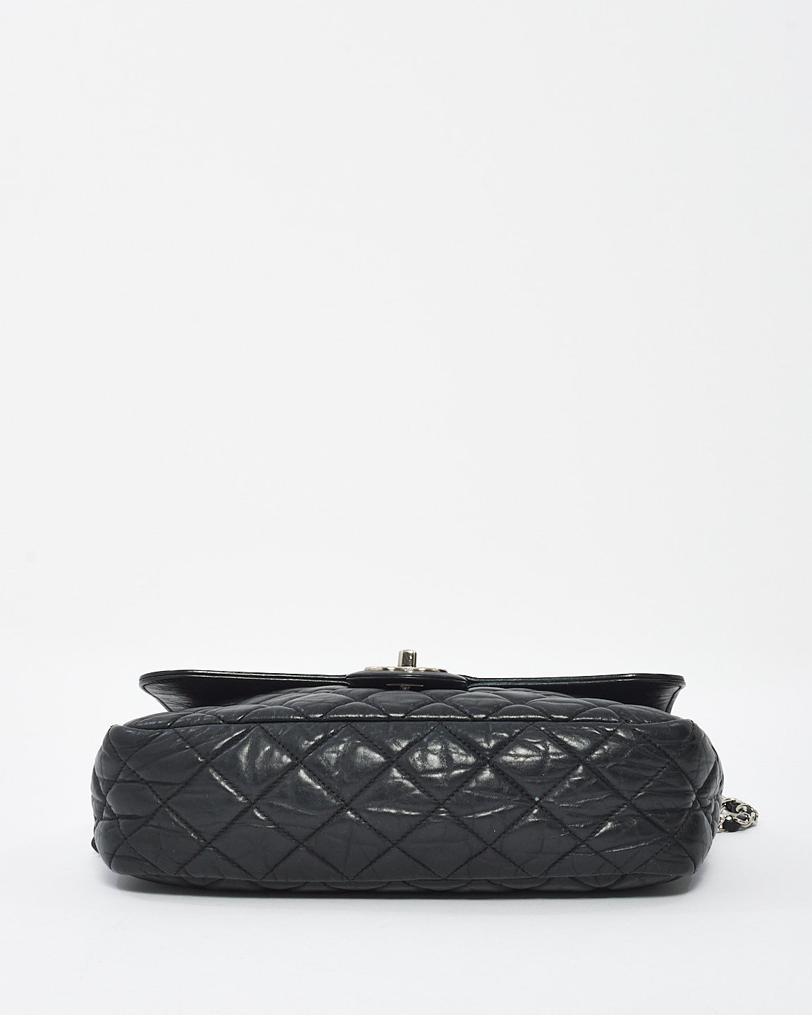 Sac à bandoulière facile à fermeture éclair en cuir matelassé noir Chanel avec SHW