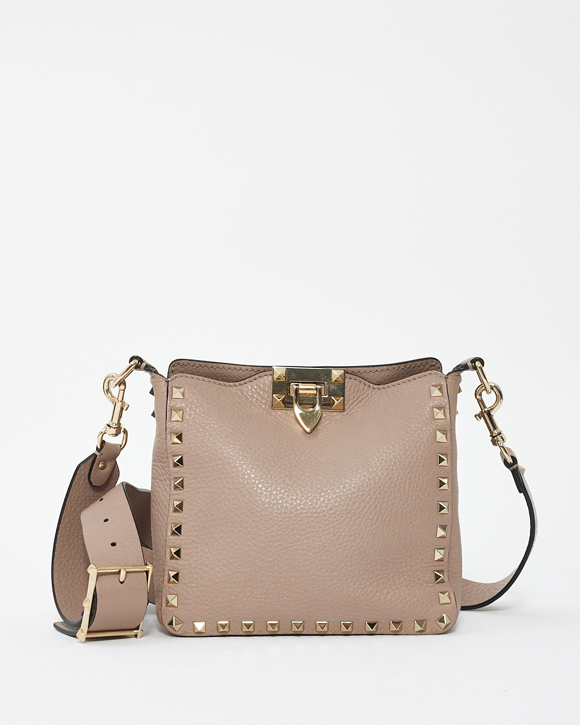 Sac à bandoulière Rockstud en cuir rose blush Valentino