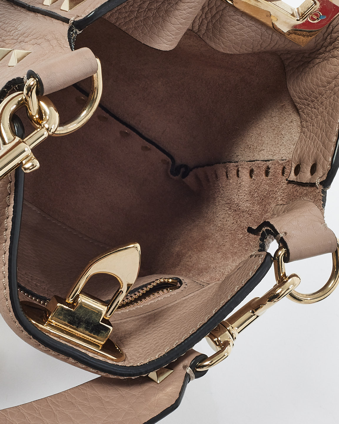 Sac à bandoulière Rockstud en cuir rose blush Valentino