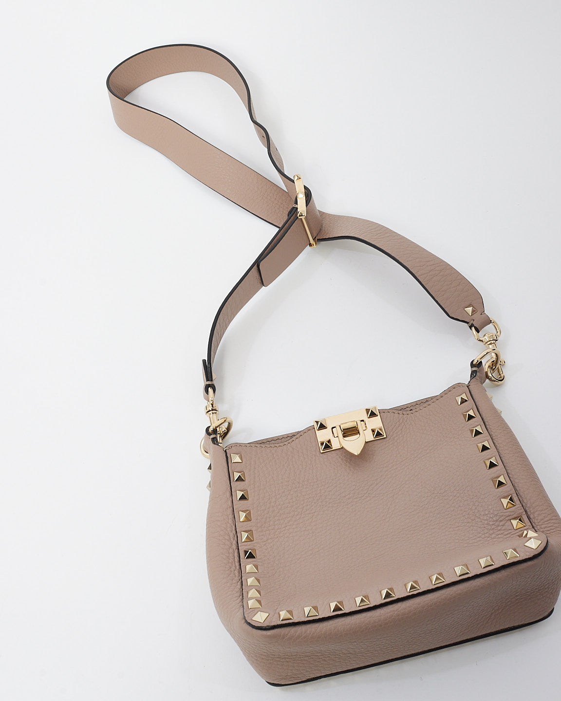 Sac à bandoulière Rockstud en cuir rose blush Valentino