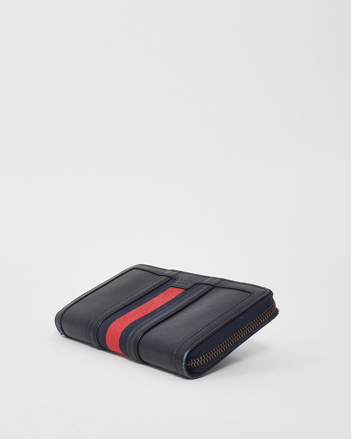 Portefeuille long zippé Web Ophidia en cuir bleu marine Gucci