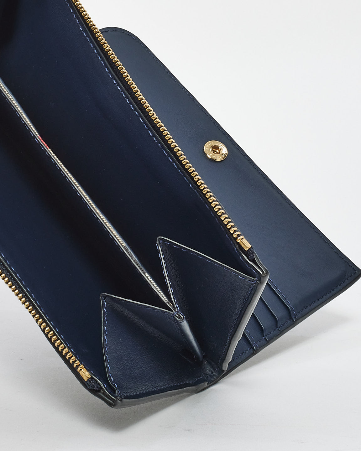 Burberry Navy Leather Long Zip Wallet