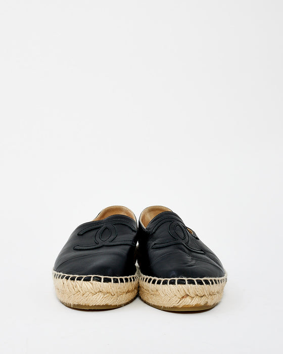 Chanel Black Leather Espadrille Shoes - 36