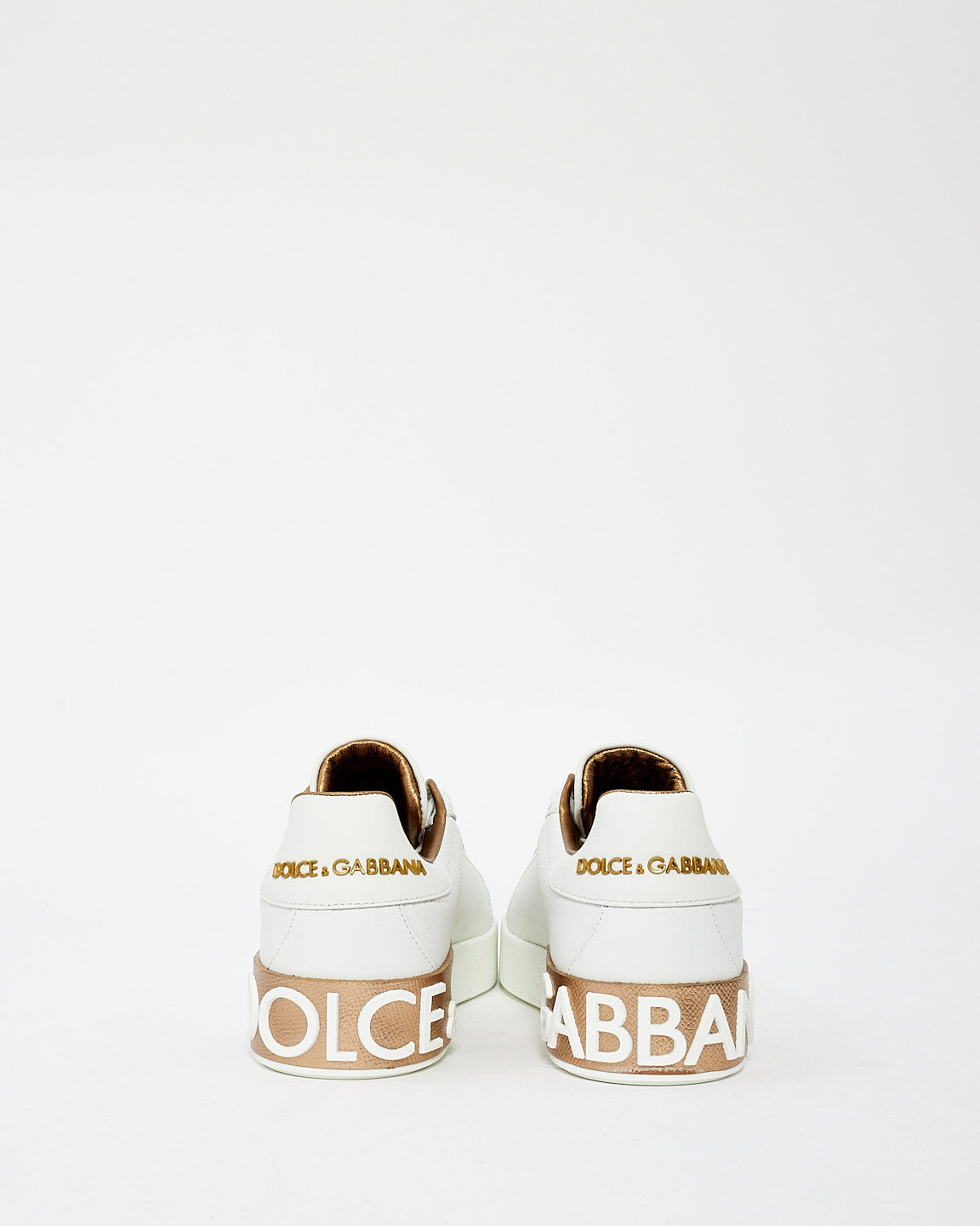Dolce &amp; Gabbana Baskets basses Portofino blanches et dorées - 38,5