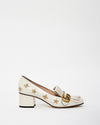 Gucci Off White Gold Star/Bee Embroidered Mid Heel Pump - 38.5