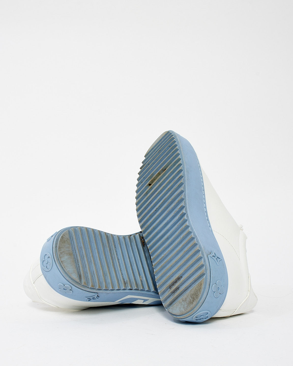 Louis Vuitton Baskets basses Time Out en cuir blanc et bleu - 37,5