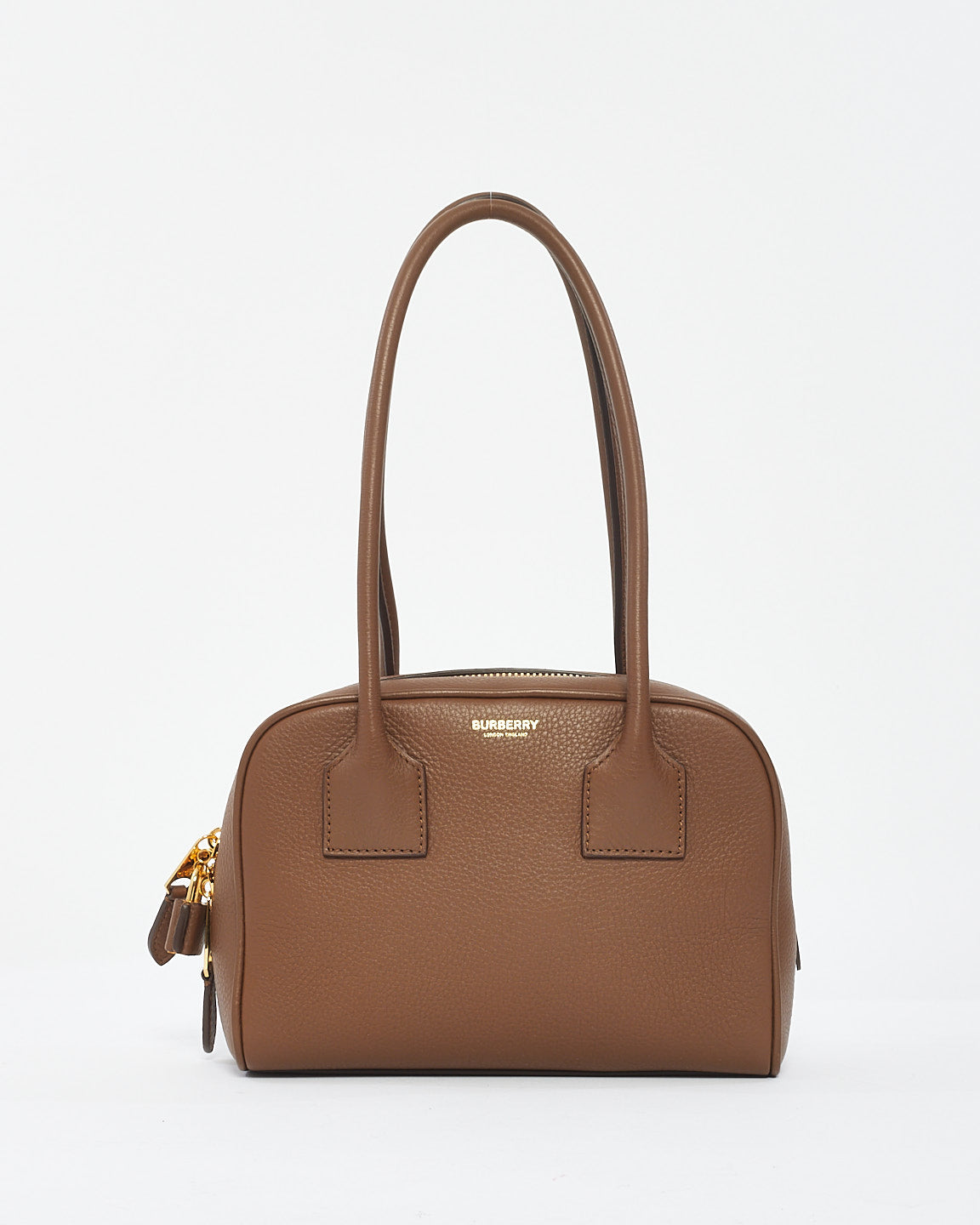 Burberry Sac fourre-tout mini demi-cube en cuir marron