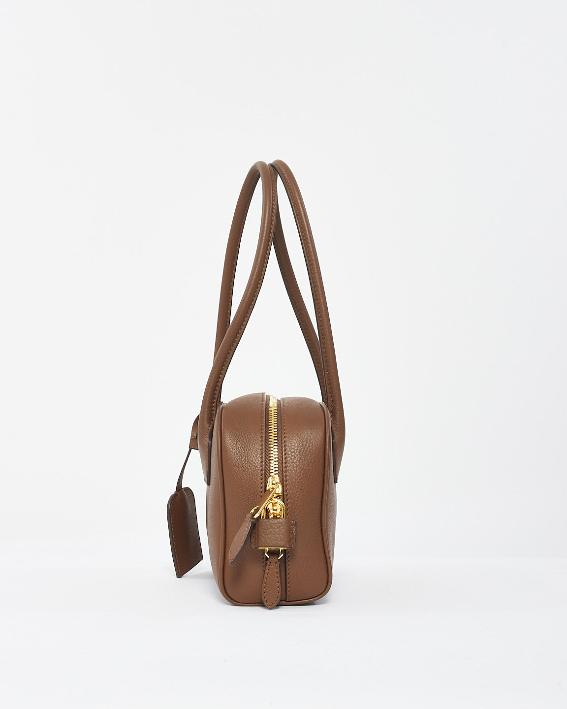Burberry Sac fourre-tout mini demi-cube en cuir marron