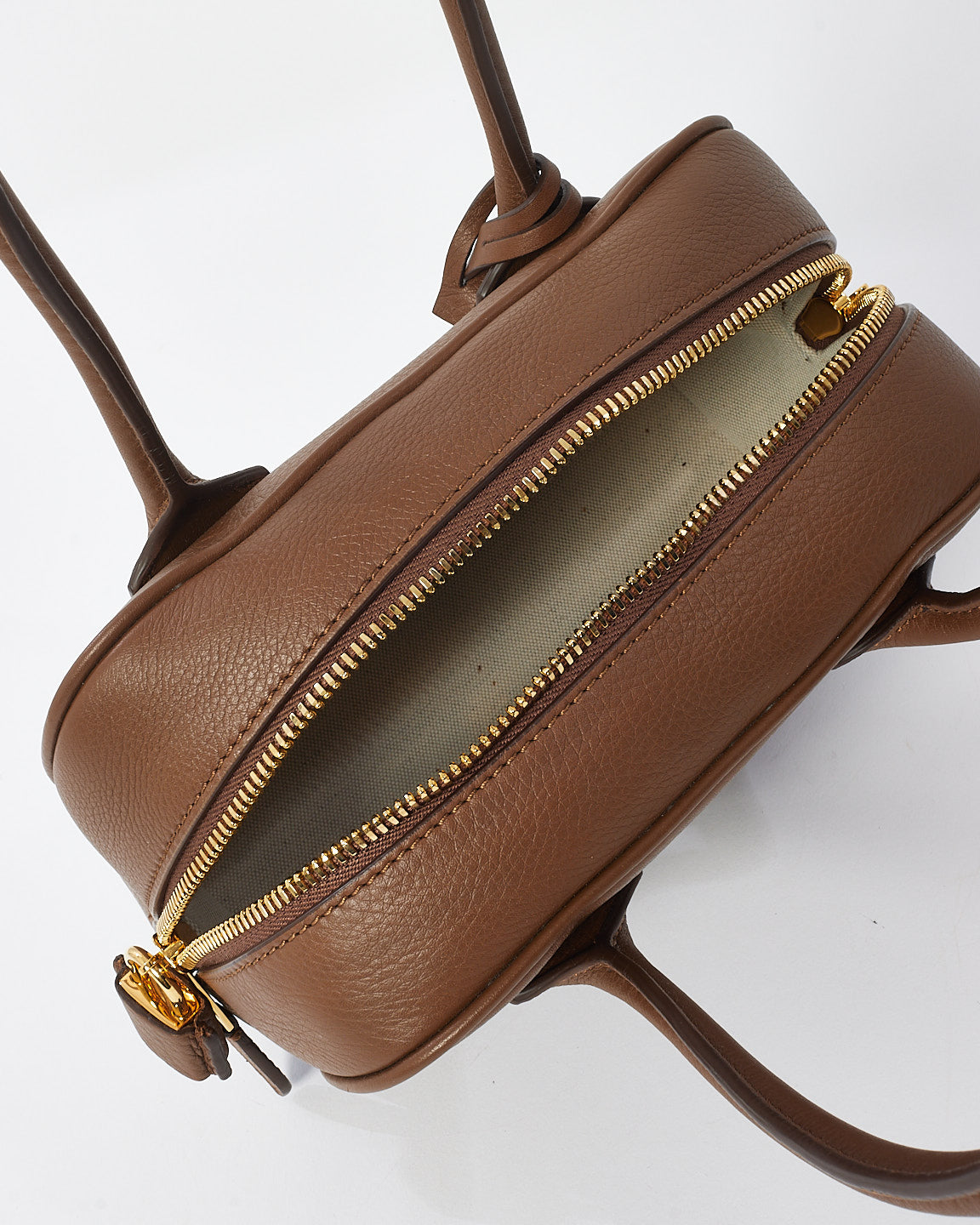 Explore a Burberry Brown Leather Mini Half Cube Tote Bag