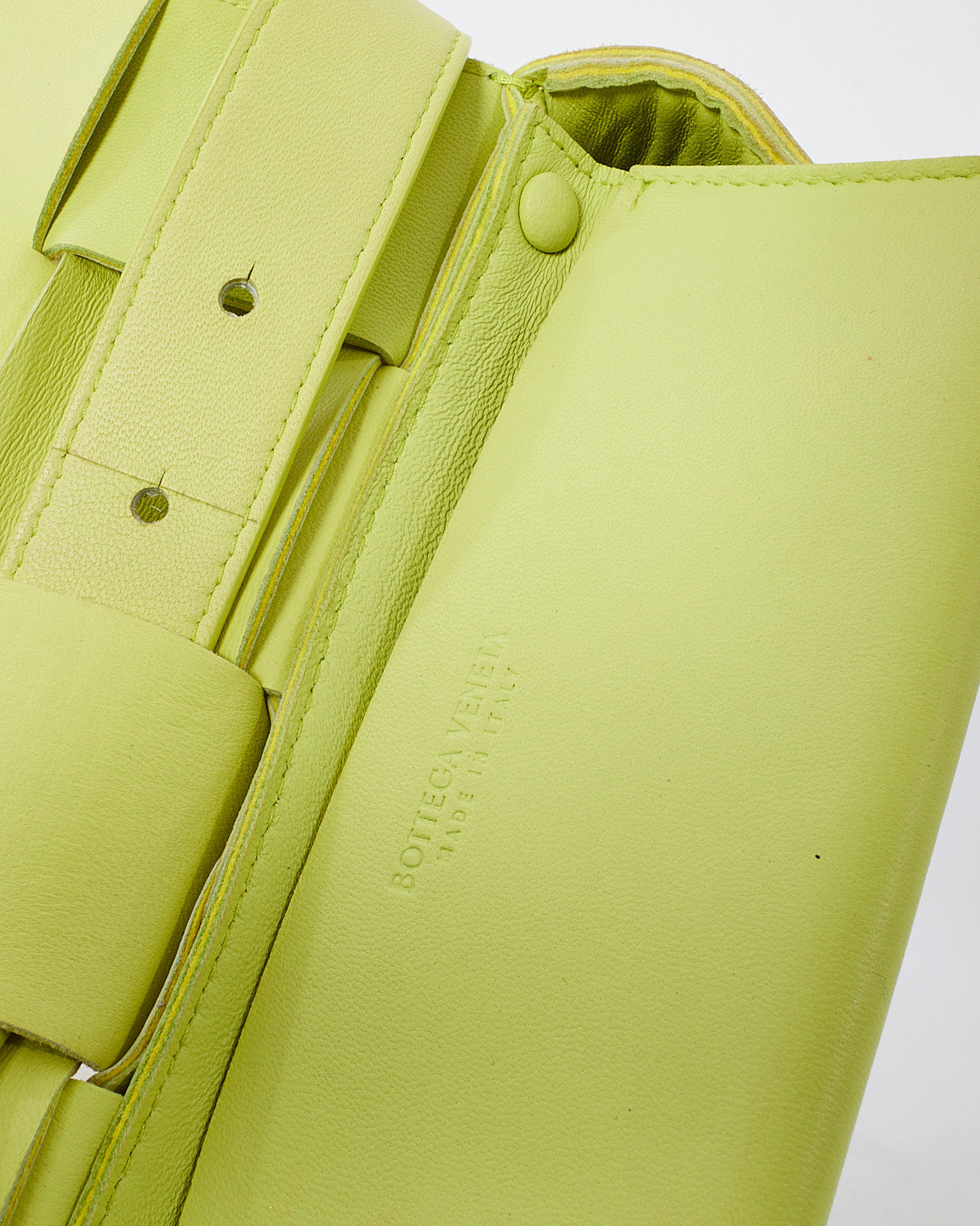 Bottega Neon Green Leather Mini Cassette Bag