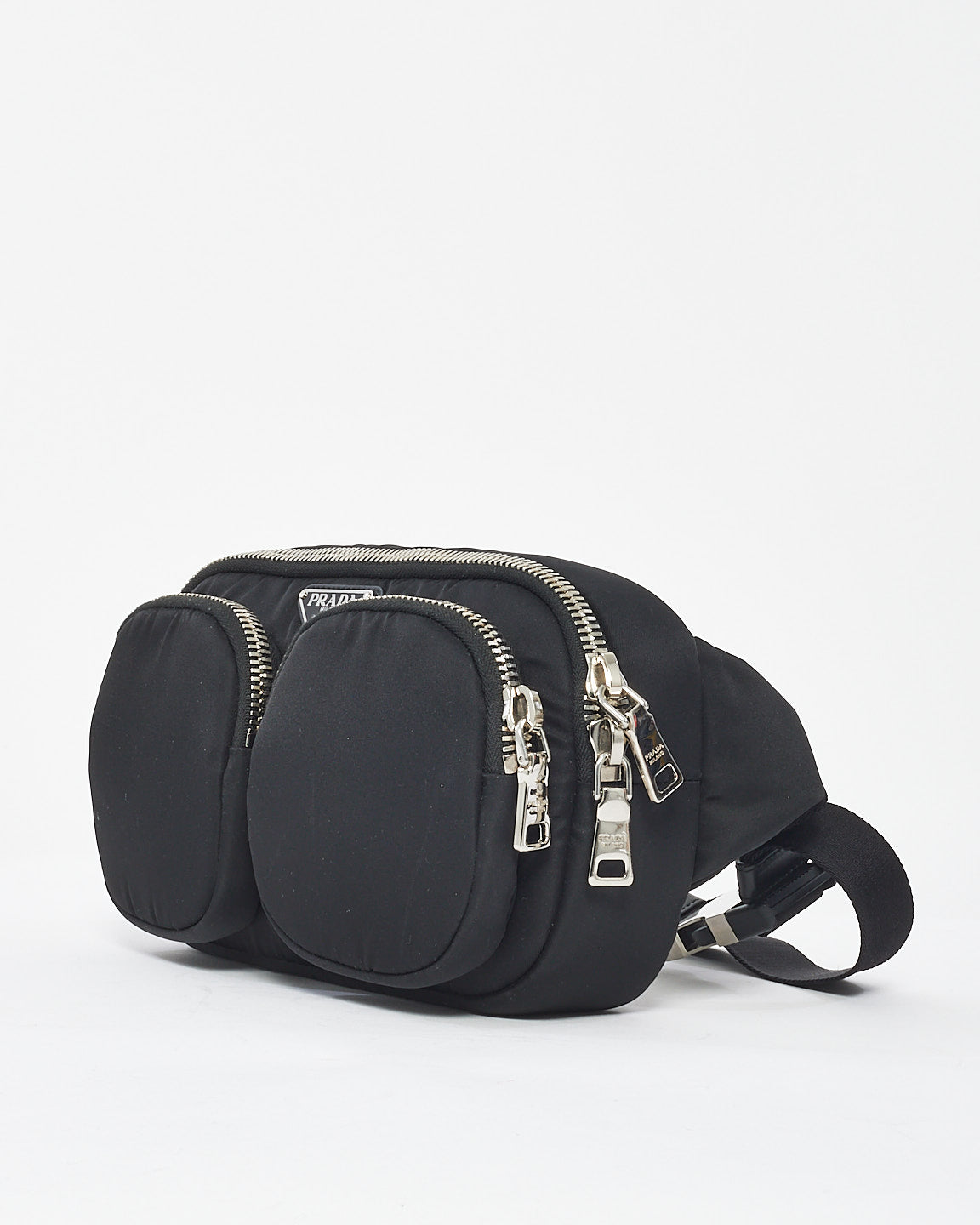 Prada Black Nylon Padded Double Pockets Belt Bag