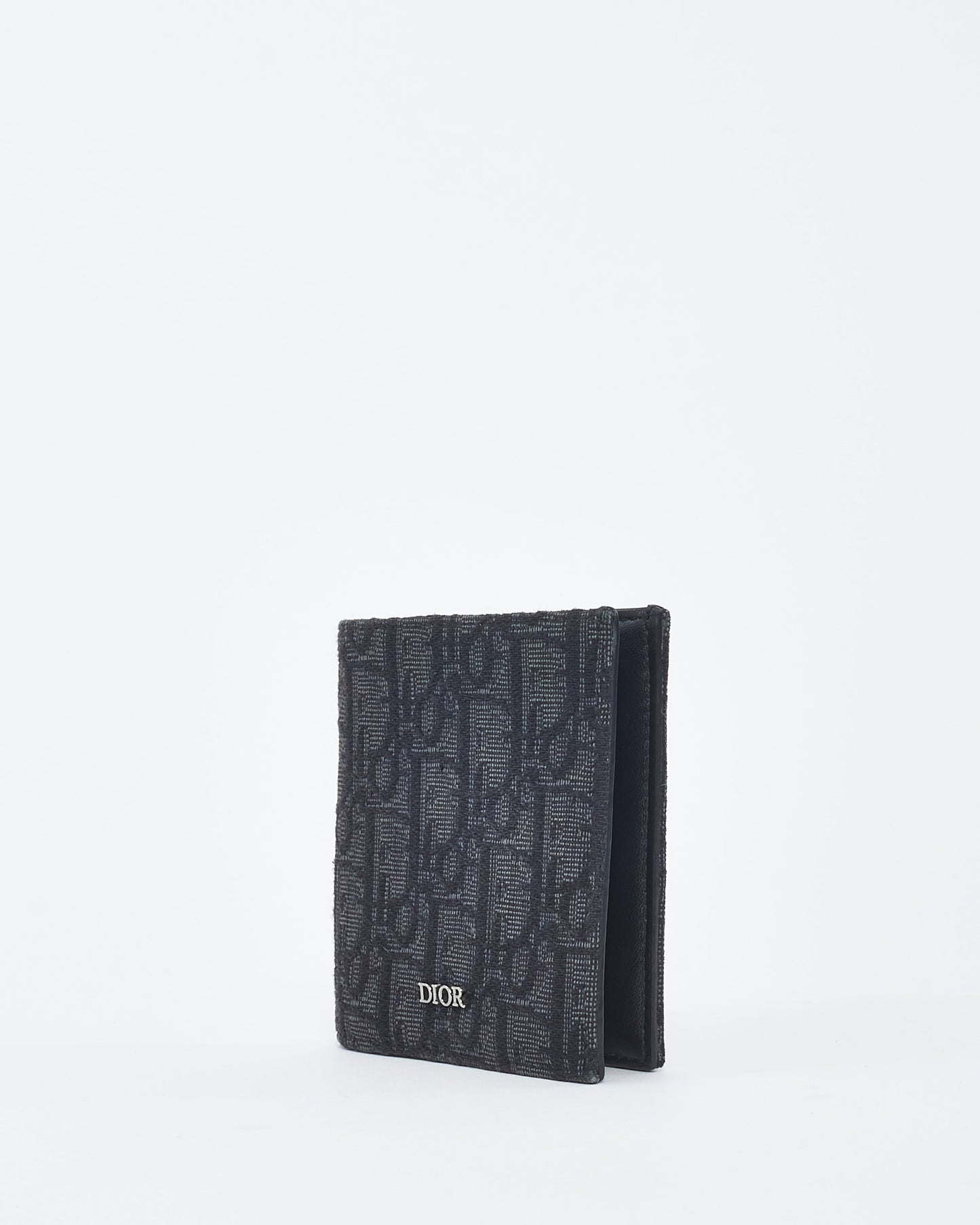 Dior Black Dior Jacquard Canvas Vertical Bi-Fold Wallet