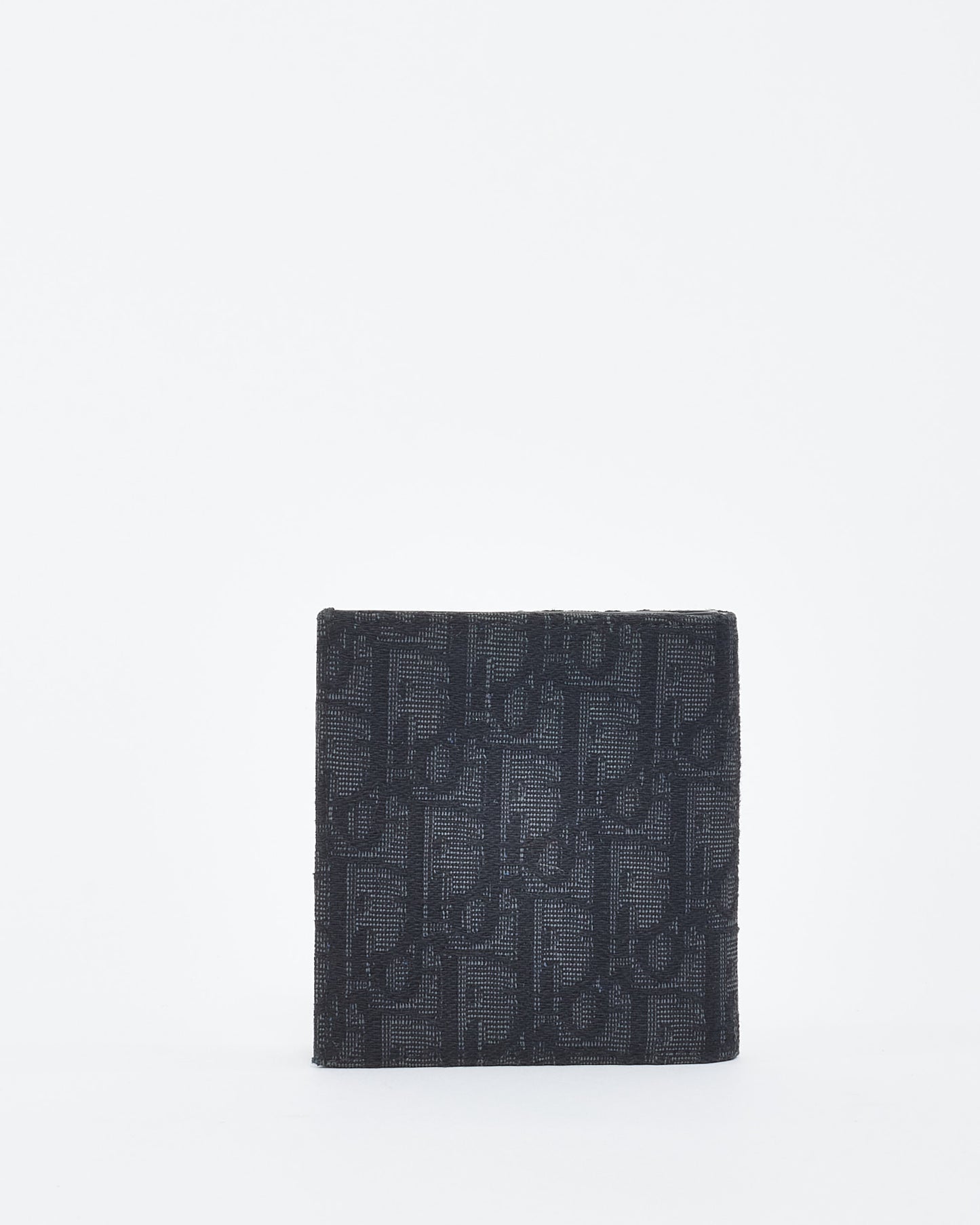 Portefeuille vertical à deux volets en toile jacquard Dior noir Dior
