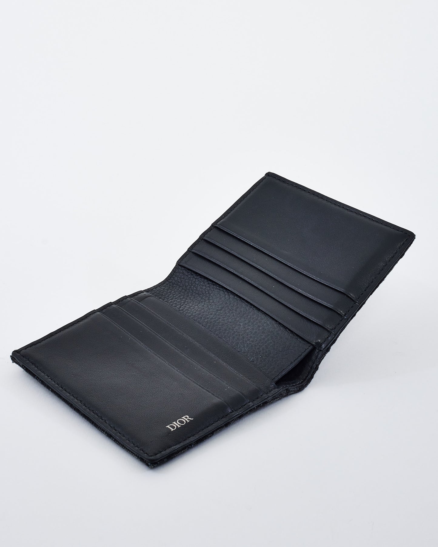 Dior Black Dior Jacquard Canvas Vertical Bi-Fold Wallet