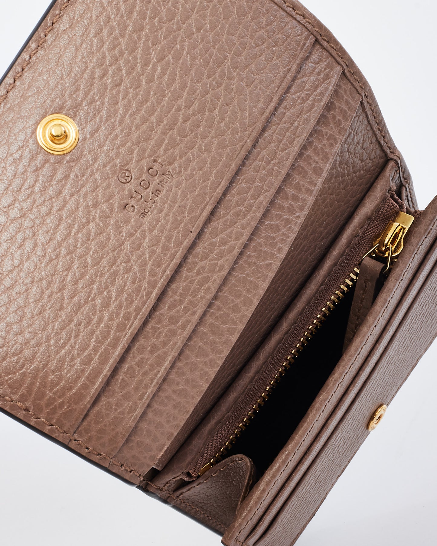 Gucci Dusty Pink Leather and Monogram Canvas GG Marmont Card Case Wallet