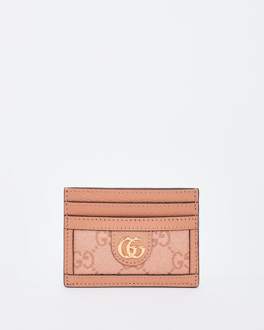 Gucci Pink Monogram Canvas & Leather Ophidia GG Card Holder