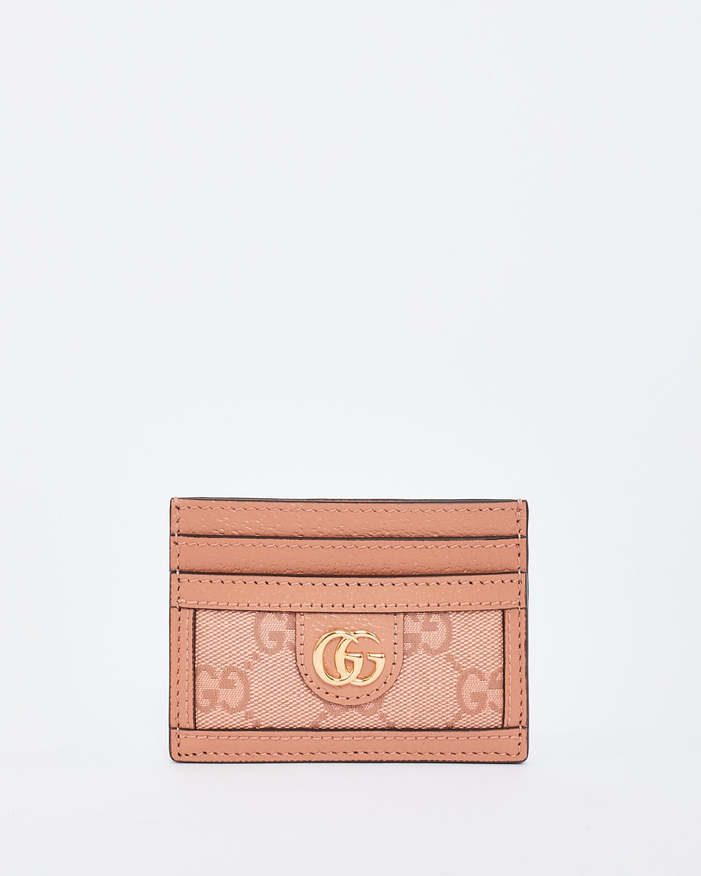 Gucci Pink Monogram Canvas & Leather Ophidia GG Card Holder