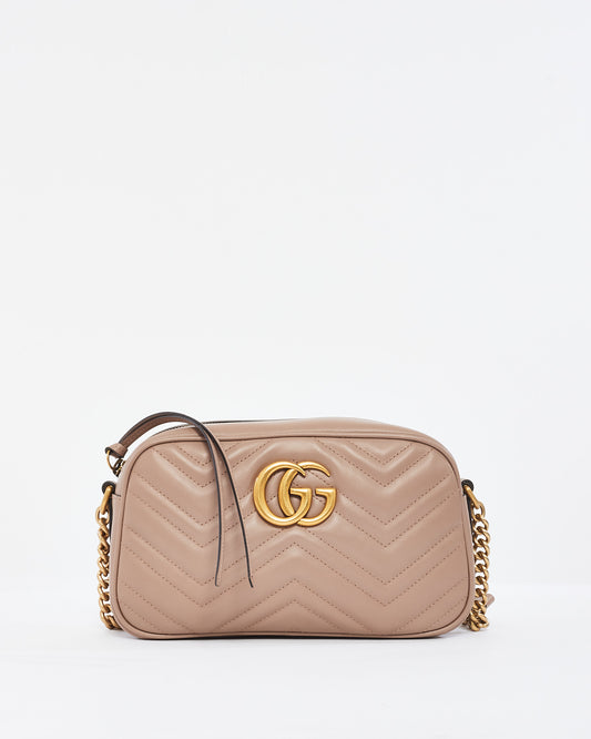 Explore a Gucci Dusty Pink Matlassée Leather Small Marmont Camera