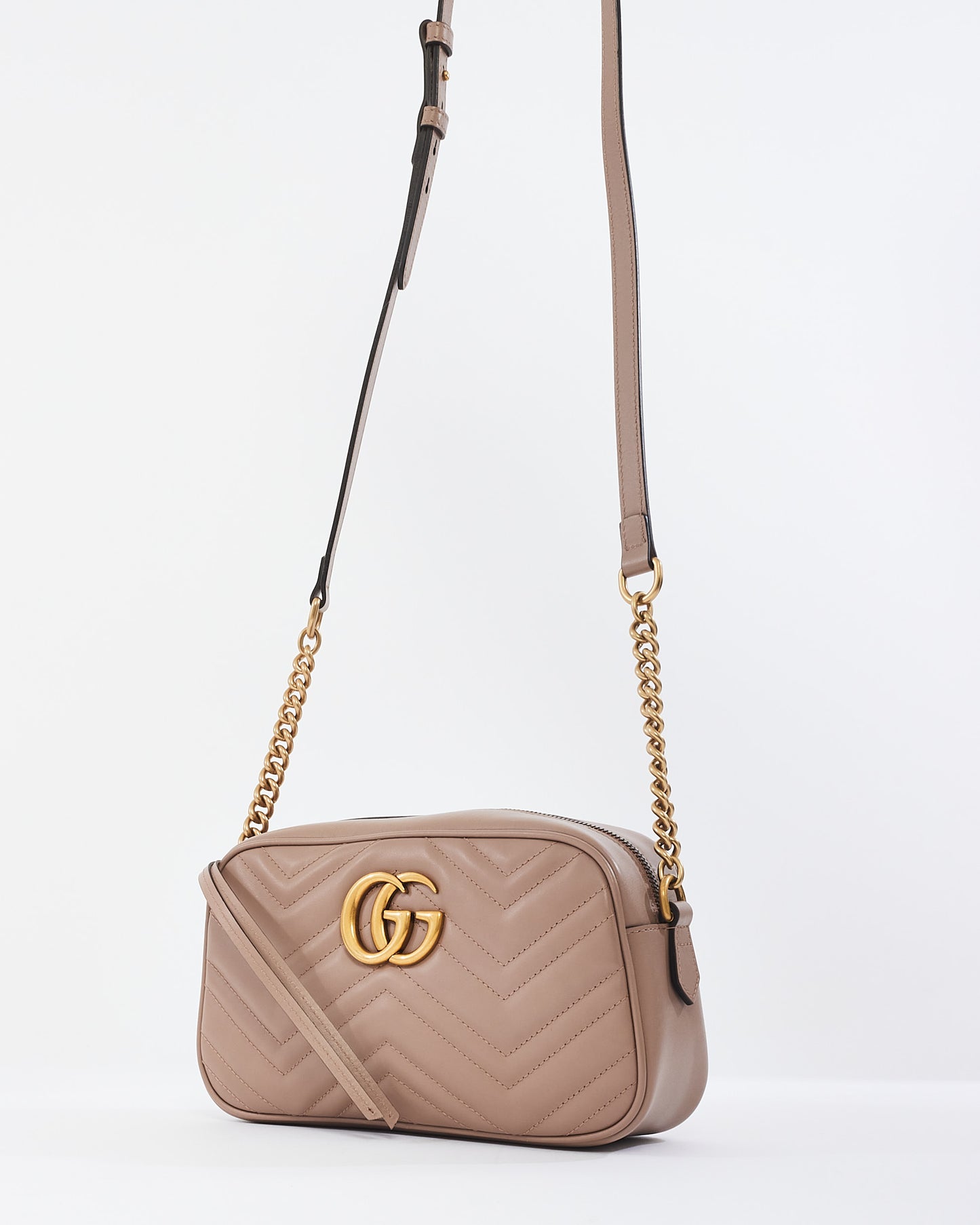 Gucci Dusty Pink Matlassée Leather Small Marmont Camera Bag