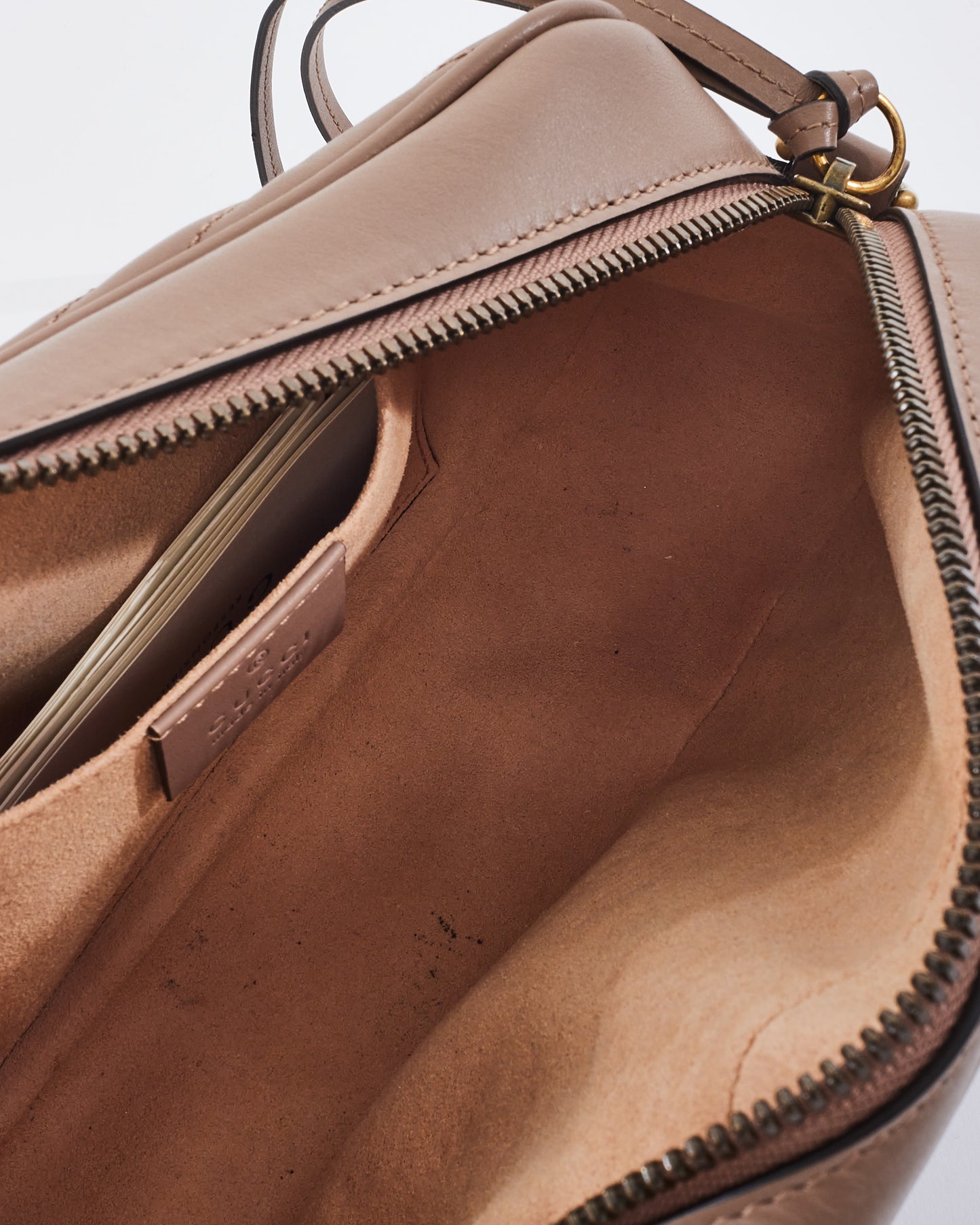 Gucci Dusty Pink Matlassée Leather Small Marmont Camera Bag