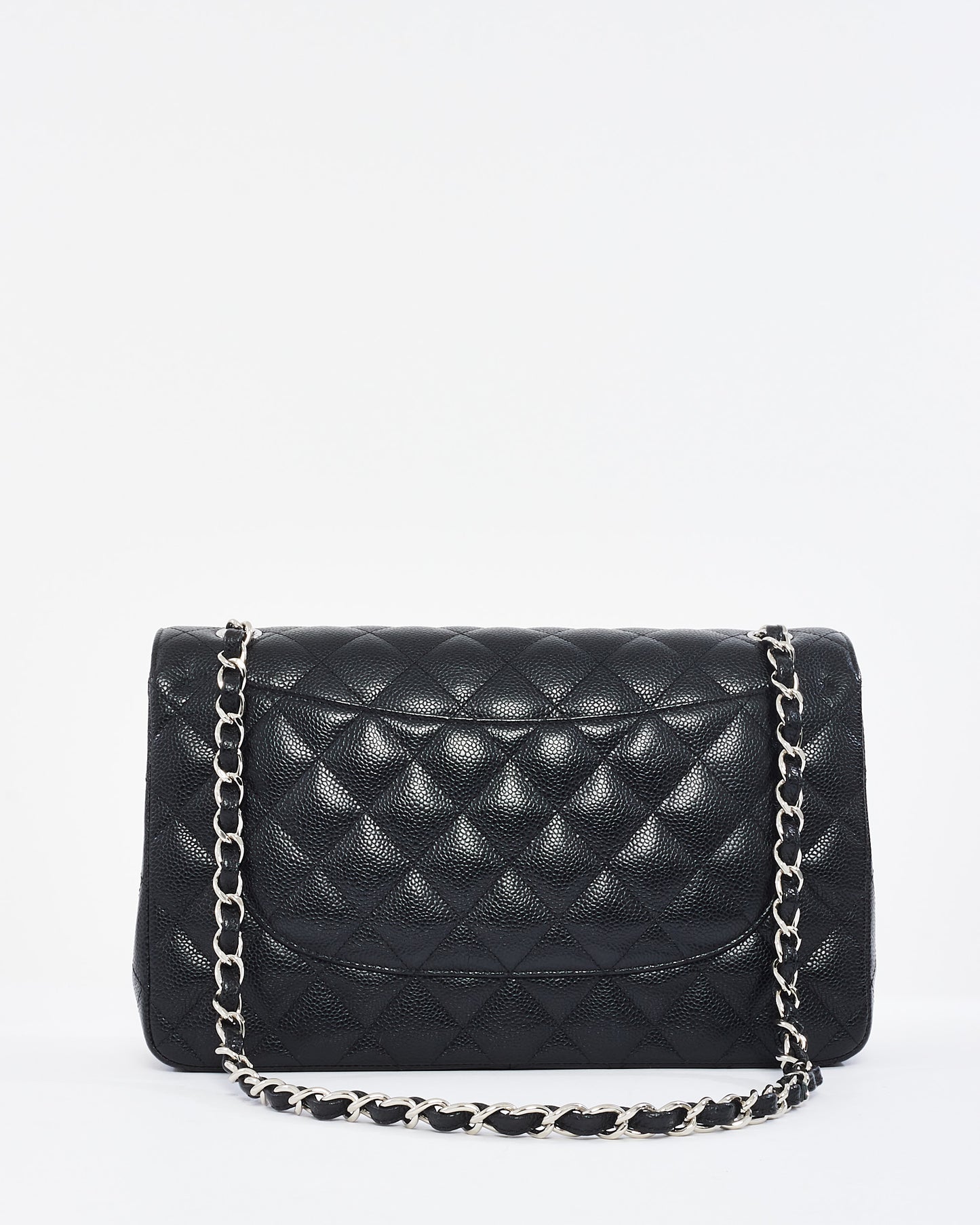 Chanel Black Quilted Caviar Leather Jumbo Double Flap with SHW